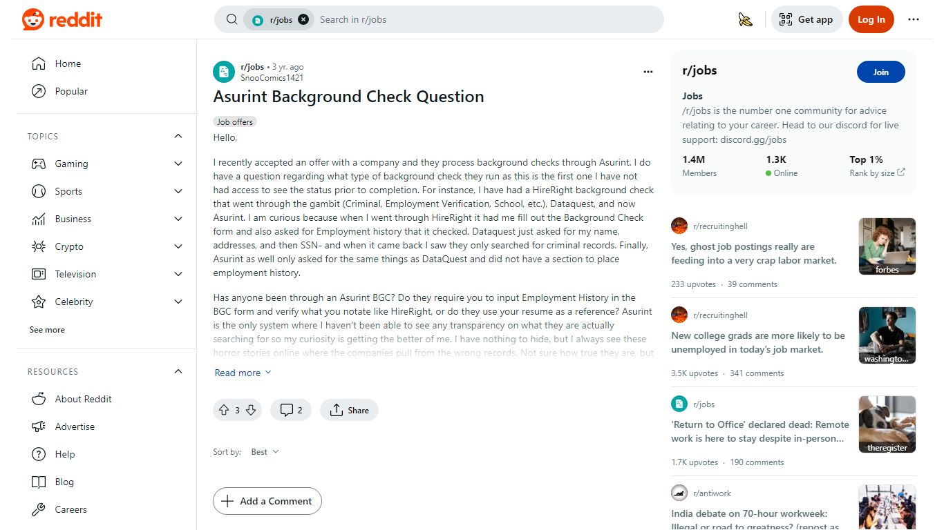 Asurint Background Check Question : r/jobs - Reddit